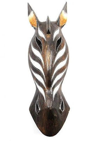 Artigianale Maschera Zebra in Legno H50 cm. Decorazione Parete Esotico Africana