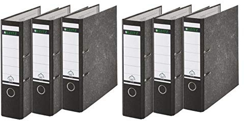 Leitz Qualitäts-Ordner, Wolkenmarmor-Papier, A4 (6er Pack | Breit, Schwarz)