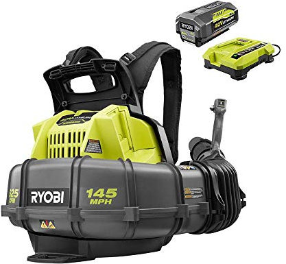 Ryobi RY40440 soplador de hojas de velocidad variable sin escobillas con batería de iones de litio y kit de carga de 40 voltios 145 MPH 625 CFM