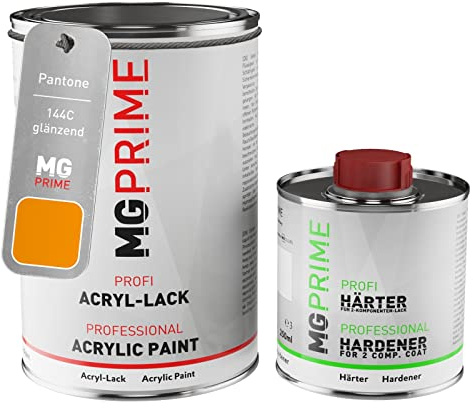MG PRIME Pantone 144C Yellow brillant peinture acrylique 1,5 Litres / 1500 ml durcisseur inclus