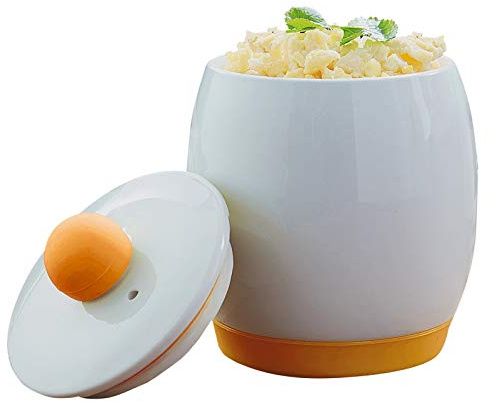 Burwells Microwave Egg Cooker – Dishwasher Safe Ceramic Cooking Pot with Non-Stick Coating for Scrambled or Poached Eggs – Holds Up To 4 Eggs, Measures H14 x Dia.10cm