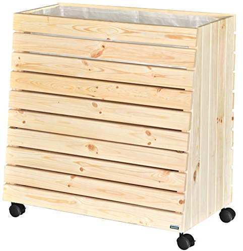 WAGNER Mobiles Hochbeet GreenBOX (Größe L Massivholz Natur 79 x 80 x 43/33 cm Rollen inkl. Pflanztasche), Holz naturbelassen