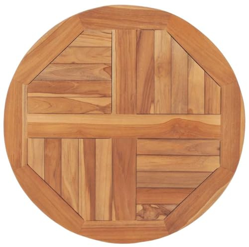 vidaXL Teak Massiv Tischplatte Massivholzplatte Holzplatte Ersatztischplatte Holz Platte für Esstisch Esszimmertisch Rund 2,5cm 60cm