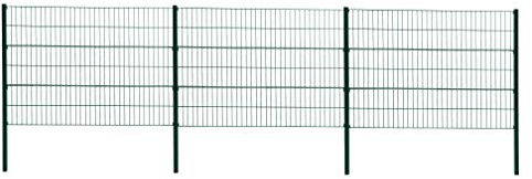 ESTEXO Doppelstabmattenzaun Gitterzaun Drahtgitter Garten-Zaun Stabmattenzaun Pfosten Zaunset Komplett-Set Erweiterungs-Set oder einzelne Pfosten oder Eckpfosten (RAL 6005 / Komplett-Set 120 cm)