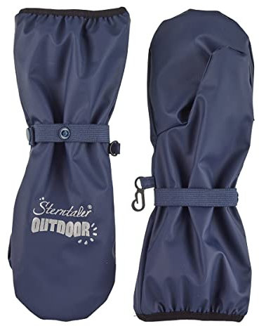 Sterntaler Handschuh mit Stulpe uni - Jungen Matsch Handschuhe mit langem Schaft, verschweißten Nähten und reflektierendem Detail - gefütterte Baby und Kinder Regen Fäustlinge, marine, Größe 2