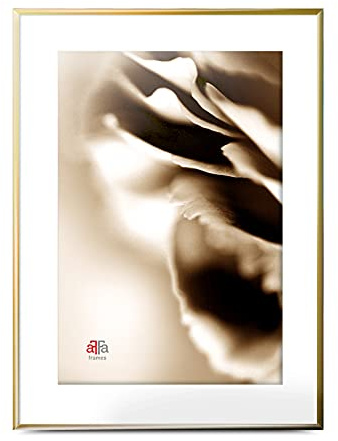 aFFa frames Alu, Aluminium Bilderrahmen, the frame, Posterrahmen mit Acrylglas, glänzendes Gold Bilderrahmen 50x70 cm