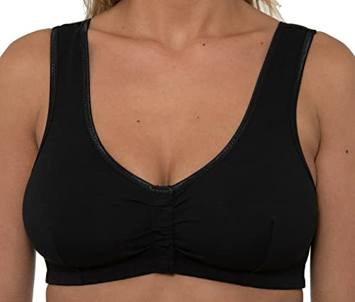 Gemm Womens Stretch Cotton Lycra Non Wired Easy Close Front Fastening Comfortable Bra, White