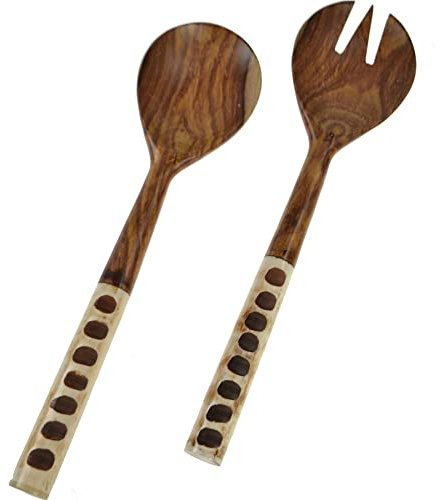 znatoo Wood and Bone Handled Salad Tongs