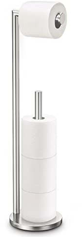 Toilet Paper Holder Stand, Toilet Paper Stand Brushed Nickel, Free Standing Toilet Paper Holder, Toilet Paper Storage by Bathth