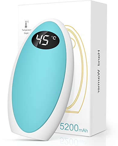 Jonwall Handwärmer Elektrische, 5200mAh USB-C Wiederverwendbare Handwärmer Tragbarer Elektrischer Taschenwärmer/Powerbank, Doppelseitige Heizung Handwärmers Tolles Geschenk für Frauen Männer Blau