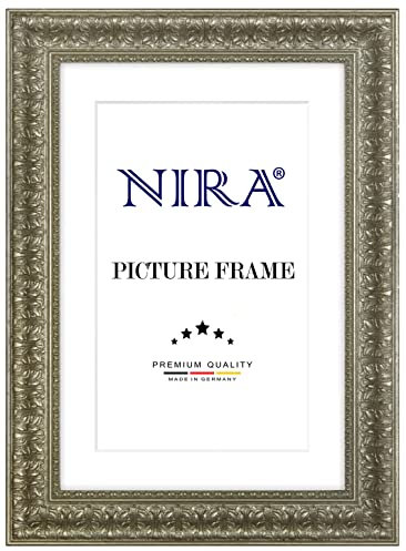 NiRa Cadre photo en bois massif Baroque 29,7 x 42 cm DIN A3 in Vieux-Argenté | Taille sélectionnable | Cadre pour affiches | Puzzle | collage de photos HD095