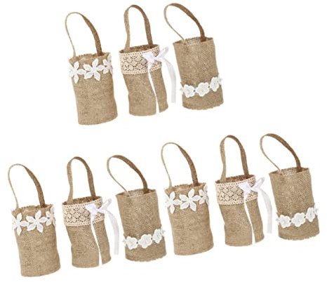Abaodam 3er-sets Hochzeitskorb Für Blumenmädchen Leinen Handgehalten Mehrzweckartig Stilvoller Aufbewahrungskorb Für Obst Blütenblätter 3 Stück X 3