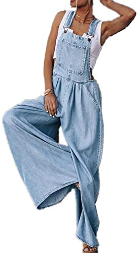 Odot Donna Salopette Pantaloni Baggy Stampato Donna Jeans Sciolto Overall Dungarees Gambe Grandi Denim Casual Bavaglino Jumpsuit Moda Jumpsuit con Tasche