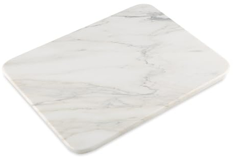 Koville Tabla de cortar de mármol natural italiano para cocina, 16 x 12 pulgadas, losa de mármol grande hecha a mano para queso, embutidos, tabla de pastelería, regalo de boda, regalo de inauguración
