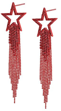 EVER FAITH Stern Quasten Ohrringe für Damen Mädchen Tassel Dangle Strass Kristall lange Wasserfall Perlen Fransen Kronleuchter Tropfen Statement Hochzeit Schmuck
