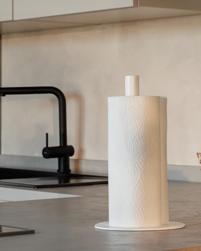 Metallbude Küchenrollenhalter Ivana - Weiß - Minimalistischer Küchenpapierständer aus pulverbeschichtetem Metall - 30 cm