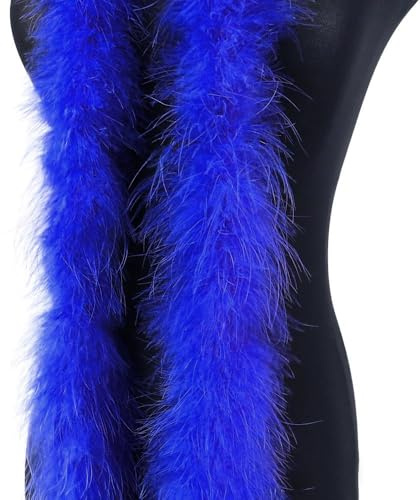 2m 8cm Federboa Truthahnfedern Boa,Flauschige Plüsch-Feder Boa Federstola Federschal Federgirlande für Weihnachtsbaum Hochzeit Basteln Burlesque Karneval Party 20er Jahre Kostüm Deko,ca. 15g Blau