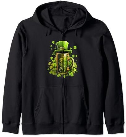 Chope à bière St Patrick Chapeau Leprechaun Fête irlandaise Sweat à Capuche