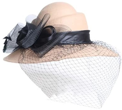 Hdhdeueh Fascinator für Damen, breite Krempe, Wollfilz, Party, Hochzeit, Fedora-Hüte, Kirchenhut, Filz-Schlapphut, Khaki9, Einheitsgröße