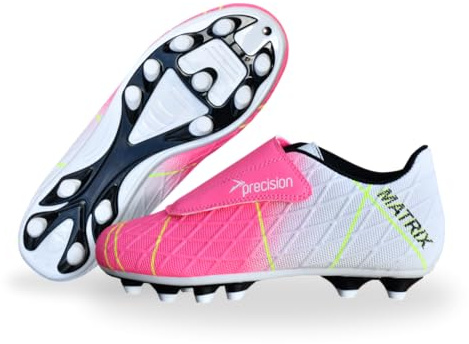 Precision Matrix Velcro Firm Ground Football Boots, Kids Laceless Secure Fit, Comfortable, Durable, Ideal for Junior Footballers