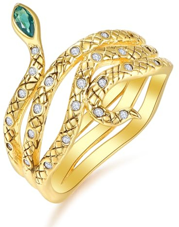 KINGWHYTE Schlange Ring 925 Sterling Silber Vintage Retro Schlange Gold Damen Ringe Vintage Fingerring Schmuck Geschenk für Frauen Mädchen Männer