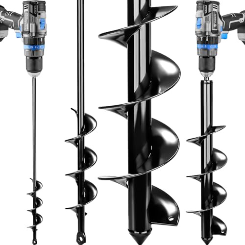 DEKOPRO Garden 2 Pack Auger Drill Bit Set for Planting 3.6x16and 1.6x16.5Auger Drill Bit Plant Flower Bulb Auger Spiral Hole Drills- Fits 3/8 Hex Drive Drills