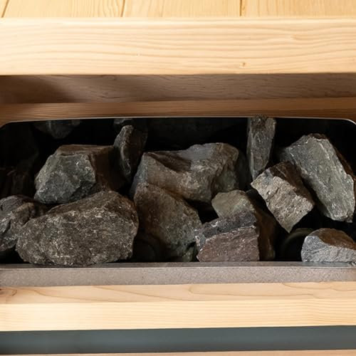 Smartmak Ersatz-Saunasteinen, 15 kg Box mit Saunaofen, Vulkansteine für drinnen und draußen, traditionelle Dampfsaunen