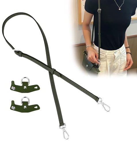 Echtes Leder Schulterriemen für Longchamp,Frauen Leder Schulterriemen Trageriemen,Längenverstellbar,Cognacfarbener Goldener Türschnallen-Schultergurt,95-120cm,mit L-Förmigen Lederschnallen,Waldgrün