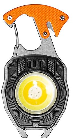 Llavero multifunción linterna COB 400 mAh llavero de aluminio portátil pantalla de energía multimodo tipo C soporte ajustable abridor de botellas linterna con destornillador, linterna de llavero naran