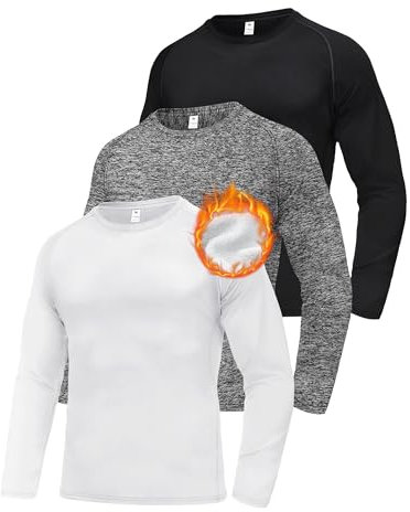 DMVOD 1 or 2 or 3 Pack Thermounterwäsche Herren Langarmshirt Thermo Longsleeve Fleece Skiunterwäsche Warm Unterwäsche Männer Winter Funktionsshirt