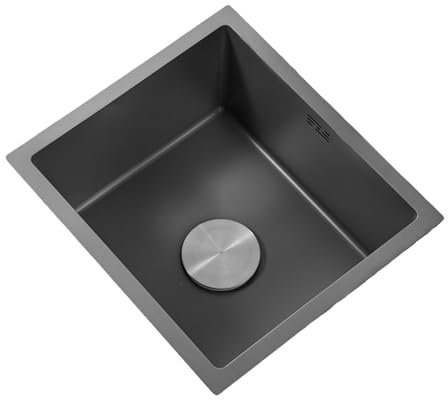 304 Stainless Steel Sinks,Kitchen Sink,Single Bowl Caravan Sink with Drainer Fittings and Overflow for Campervan Bar Restaurant,Rectangular,Grey,Undermount and Topmount (40x40x21cm)