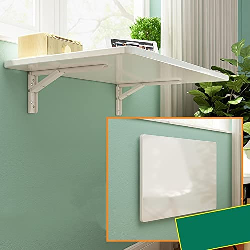 Robustes Wandregal mit Halterungen, zusammenklappbare Werkbank für Küche oder Balkon, weiß, faltbar, schwimmend, zum Aufhängen, Frühstücksbar, platzsparender Wandtisch (100 x 40 cm)