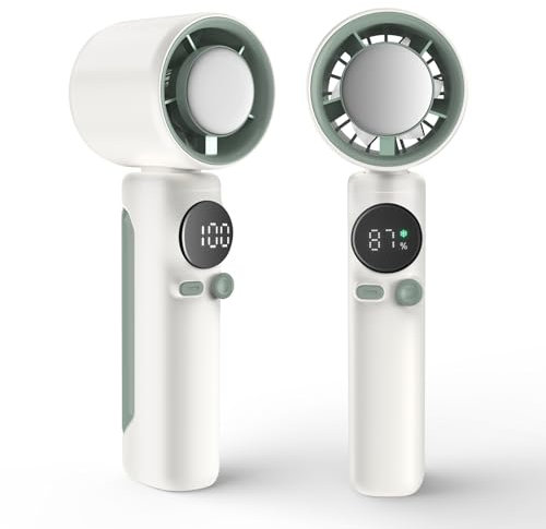 Weinsamkeit Portátil de Mano Recargable, Mini Ventilador Turbo, Ventilador de Mano Con Batería de 4000mah, Refrigeración, Velocidad Ajustable (1-100), Adecuado para Viajes y Exteriores (Beige)