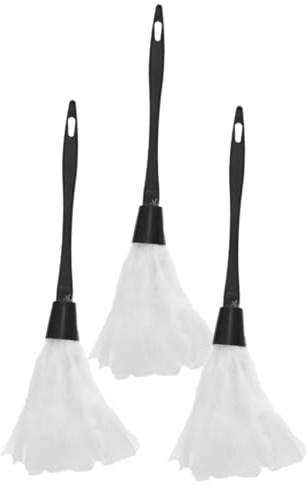 TOBBOMEY Spolverino Piume Bianco 3 Pezzi per Bambini Decorativo da Cameriera per Feste e Cosplay, Accessorio Pulizia Miniatura per Interni Auto e Casa