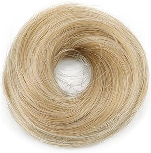 FDEETY Echthaar Dutt Haarteil für Damen Haarteil Mit Gummiband Braids Extensions Hochwertige Haarverlängerung(D)