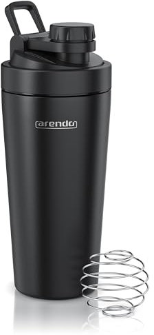 arendo Shaker per Proteine 600 ml, Acciaio Inox, Ermetico, Senza BPA, Protein Shaker, Fitness Mixer, borraccia fitness, Bottiglia per shaker per proteine, Lavabile in Lavastoviglie