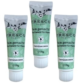 Fresco Naschwurst Gemüsecreme | 3 x 75g | der Schleck-Snack aus der Tube | perfekt zum Training oder als Belohnung | Hundesnack