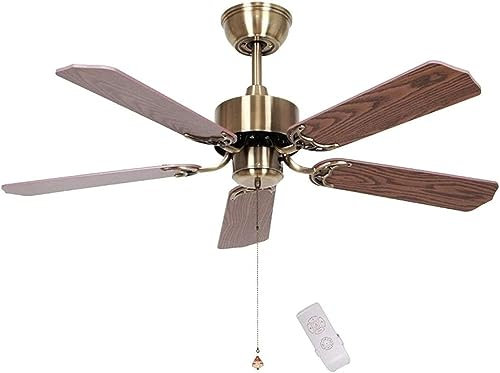 AMZBNEIDI ventilador de pie para dormitorio. Metal Ceiling Fan, Retro Bedroom Wall-mounted Fan Wooden Texture Fashion Decoration Cooling Fan