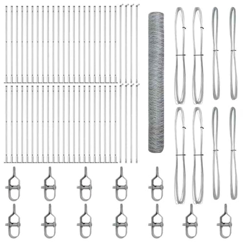 vidaXL Valla Hexagonal 1.2 x 100m Acero Galvanizado | Kit de Cercas para Jardín Resistente, Sencillo de Montar, Incluye Llave, Exteriores, Barrera, Panel de Terraza, Seguridad, Privacid