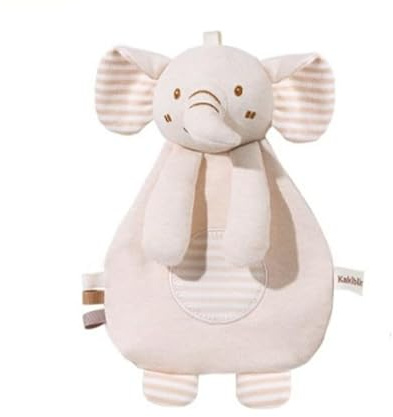 Doudou Bébé Ultra Doux – Compagnon de Nuit et de Sieste | 100% Coton Bio | Dès la Naissance (ELEPHANT, À rayure)