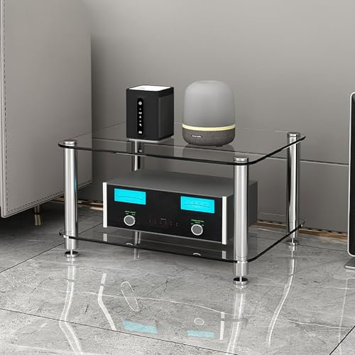 Armadio ad angolo per CD/DVD e console di gioco, salvaspazio, torre AV per soggiorno e camera da letto, facile da montare, grigio chiaro (60 x 48 x 35 cm)