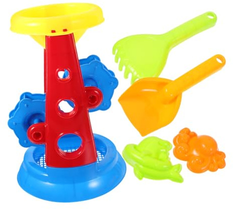 GARIOUANS 5 Stück Teiliges Set Kunststoff Strandspielzeug mit Eimer und Sanduhr für Outdoor Spaß Am Strand Leicht und Handlich für Kleine Hände