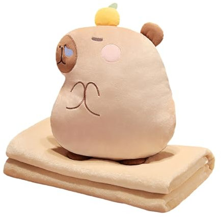 LAIOUSN Cobija de algodón suave con diseño de animales, ideal para decoración del hogar y cómoda manta de almohada plegable de viaje Capybara