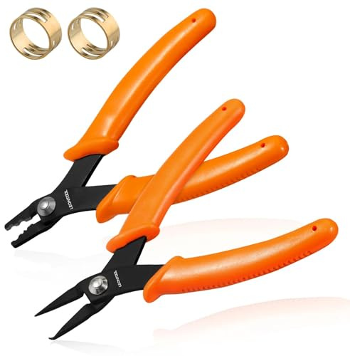 LEONTOOL Pince à anneau fendu avec pince à sertir et ouvre-anneau de saut Outil de doigt 5 pour anneaux fendus, porte-clés et pêche, outil de sertissage de perles pour perles et tubes de 2 mm et 3 mm