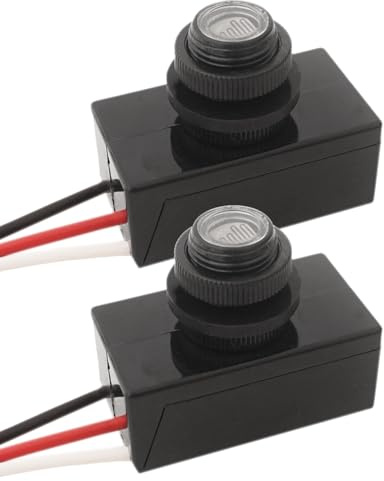 LoveDeal 2 Pieces DC8-50V Photoelectric Switch, Dusk to Dawn Sensor for Outdoor Lighting, Mini Day Night Sensor Photocell Switch, Auto Photoswitch - for Lamp Fixtures Bulbs (5A)