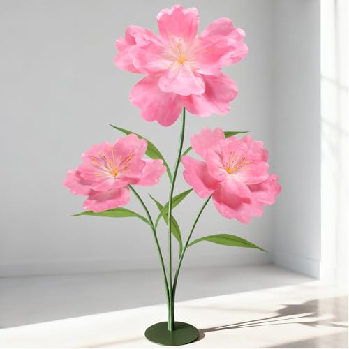 Hecaty Große Dekorations-Kunstblume 170cm, Spritzwassergeschützte Papierblüte - Ideal für Hochzeiten, Gärten, Valentinstag, Muttertag, Geburtstage & Einkaufszentren, Rosa