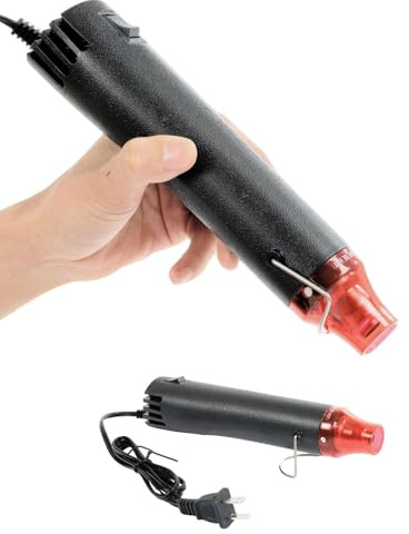VortecSys Pistola de aire caliente portátil para manualidades, 110 V, 300 W, cable ultralargo de 1 m, con soporte y cable de alimentación para envolver PVC con termorretráctil, color D