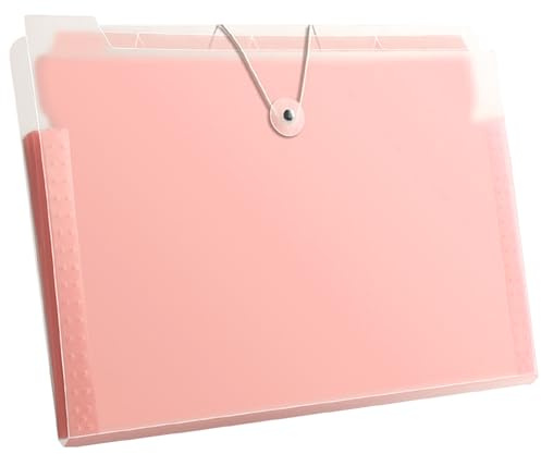 CHAOTEMAI Utbyggbar dokumentmapp A4 dokumentmapp A4 med 12 fack 24 x 33 cm dokumentmapp färgglada etiketter dokumentmapp för skolkontor (rosa)