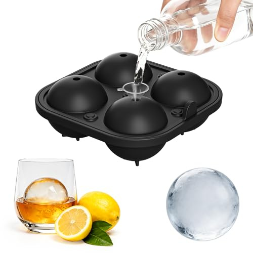Silicone Ice Ball Maker with Funnel, 6cm Large Ice Sphere for Whisky | Easy Release Ice Trays for Freezer, Reusable Ice Sphere, BPA Free Ice Cube Trays for Cocktails, Craft, Homemade DIY