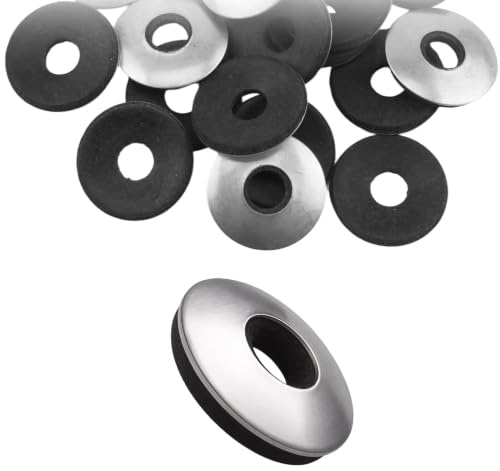 50 Piezas Arandelas de Sellado Adheridas con EPDM M6 x 13 mm EPDM, Arandelas de Acero Inoxidable con Junta de Goma para Tornillos Autoperforantes y Fijaciones Metálicas